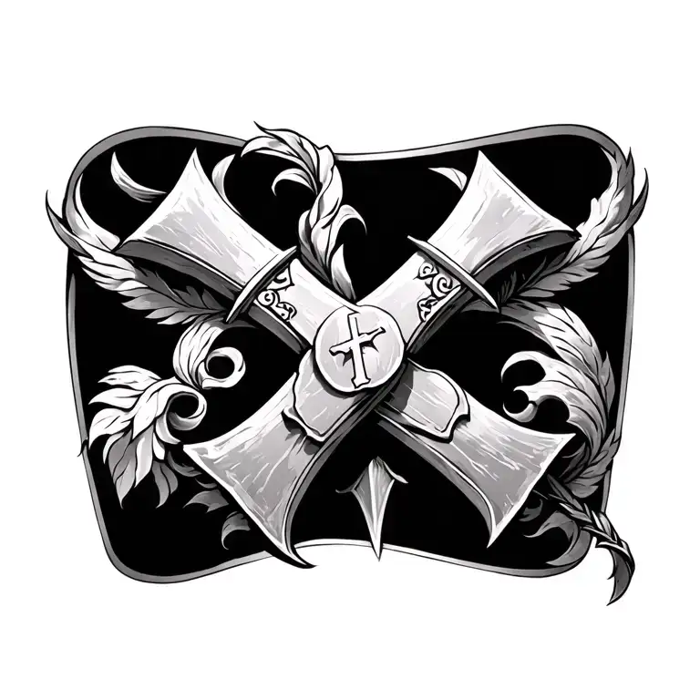 christian crusader 5 cross tattoo design idea