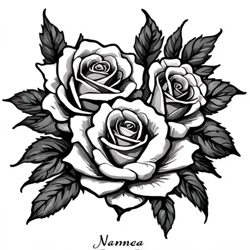 memorial grandma tattoo with roses with names tattoo design idea