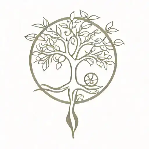 tree of life trinity symbol mixed tattoo design idea