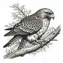 red tailed hawk perched tattoo design idea