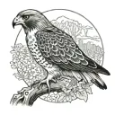red tailed hawk perched tattoo design idea