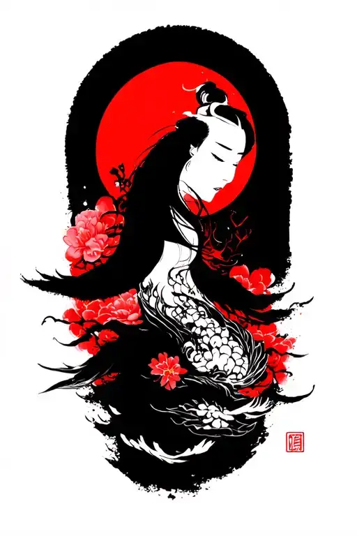 zen brush stroke traveller tattoo design idea