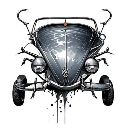 tornado made of Volkswagen beetles tattoo design idea