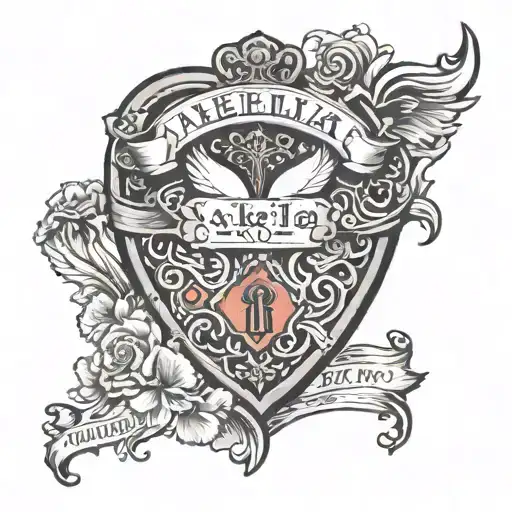 writing that says "Akeilia R Murray" with a heart shaped lock tattoo design idea