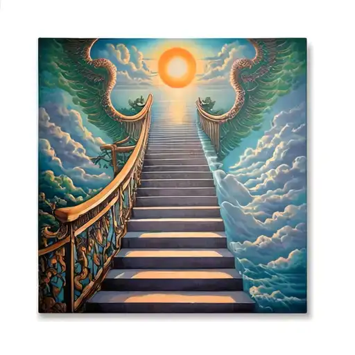 Stairs and Asia to heaven tattoo design idea