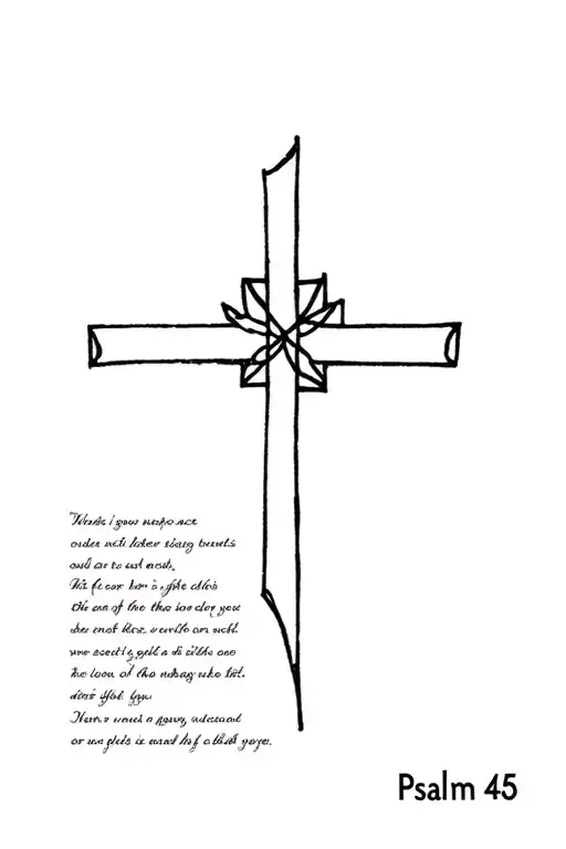 a cross and the verse Psalm 46 5  tattoo design idea