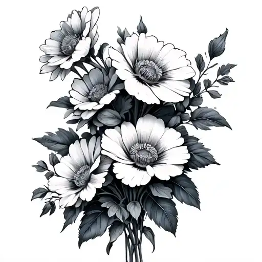 777 with flowers growing tattoo design idea