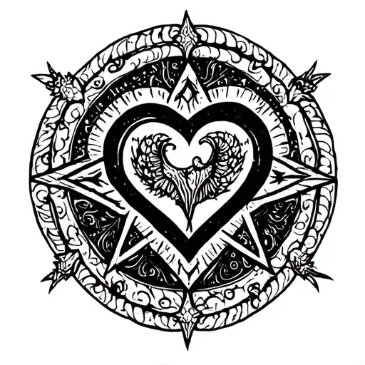 heartagram surrounded tattoo design idea