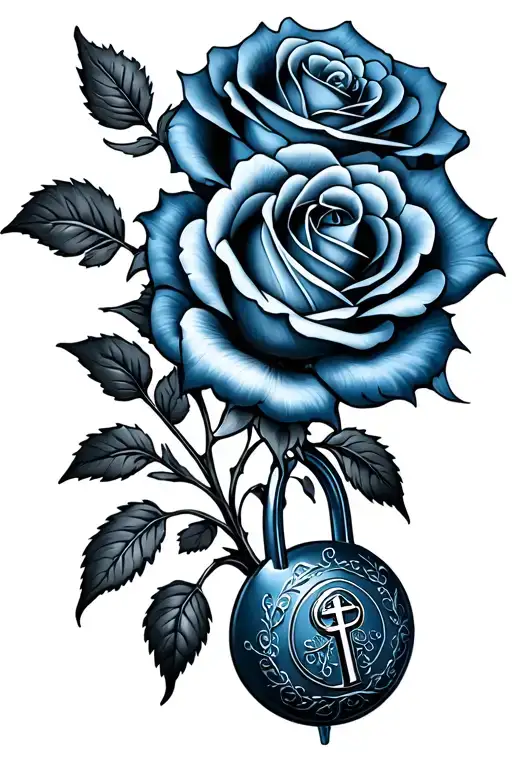 Blue lock kaiser rose tattoo, more christian cross tattoo design idea