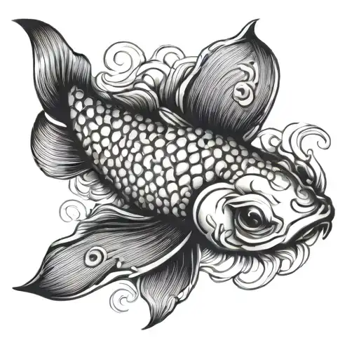 Koi fish transforming tattoo design idea