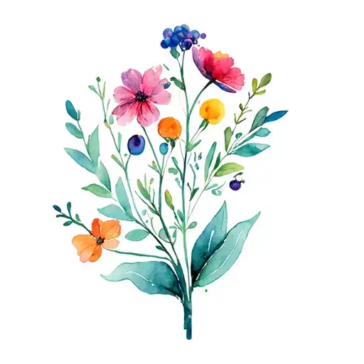 Field flowers and berries Irgi tattoo design idea