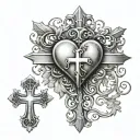 Cross and heart made tattoo design idea