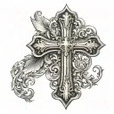 Cross and heart made tattoo design idea