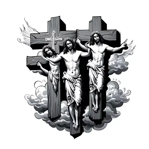 3 jesus crosses with clouds on wrist tattoo tattoo design idea