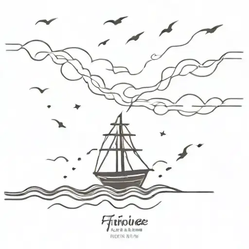 ship with holes in a lightning storm tattoo design idea