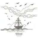 ship with holes in a lightning storm tattoo design idea