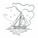 ship with holes in a lightning storm tattoo design idea