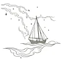 ship with holes in a lightning storm tattoo design idea