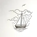ship with holes in a lightning storm tattoo design idea
