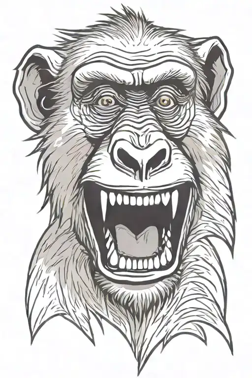 baboon showing its teeth tattoo design idea