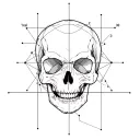 Skull and data analytics graph merging tattoo design idea