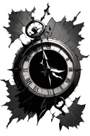 broken clock and compass design tattoo design idea