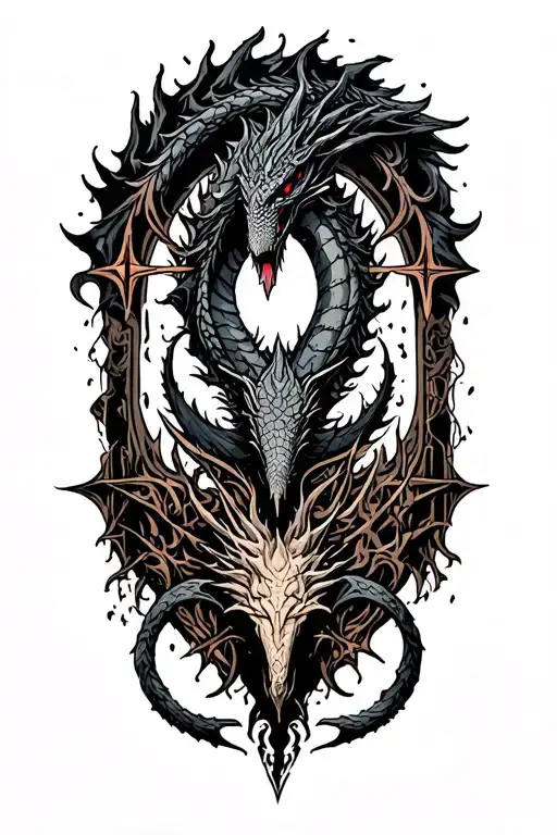 Jormungand on the whole frame mythology symbols in background  tattoo design idea