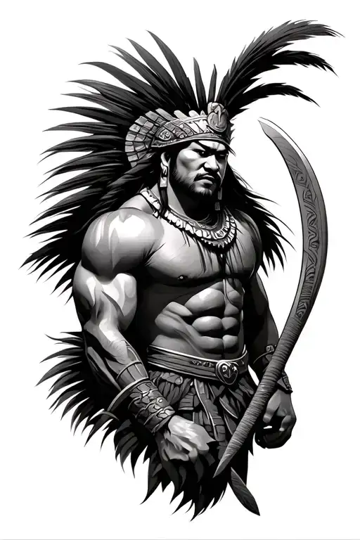 the filipino warrior Lapu Lapu with shaded background tattoo design idea