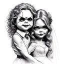 chucky and bride tattoo design idea