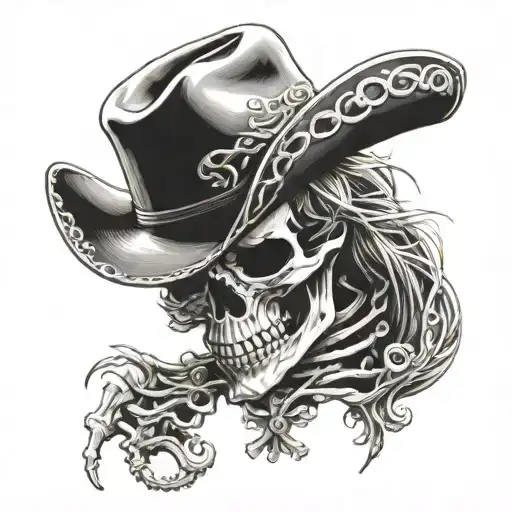 realism cowboy skeleton tattoo design idea