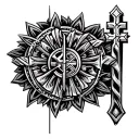 Samoan symbols and Christian religion together for chest tattoo tattoo design idea