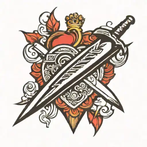 dagger wwith heart tattoo design idea