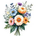 birth month flower bouquet for march, may, October, November and December  tattoo design idea