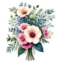 birth month flower bouquet for march, may, October, November and December  tattoo design idea