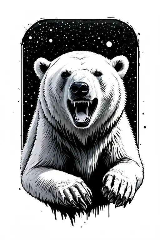realistic polar bear growling tattoo design idea