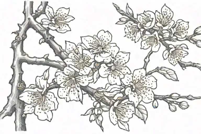 plum blossom branch with one plum  tattoo design idea