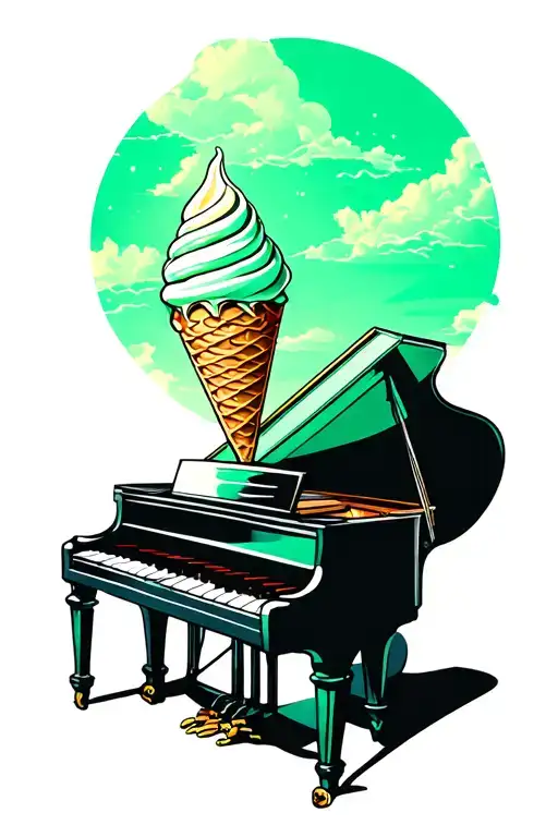 blue skies, green lights, sunshine, 2 scoops of ice cream, jade, piano keys tattoo design idea