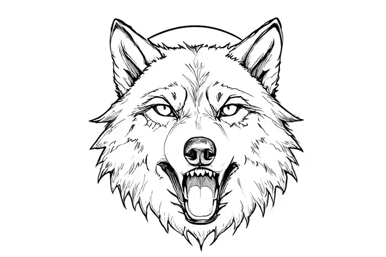 wolf howling at the moon crying eyes tattoo design idea