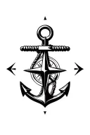 boat anchor compass rope shark  tattoo design idea