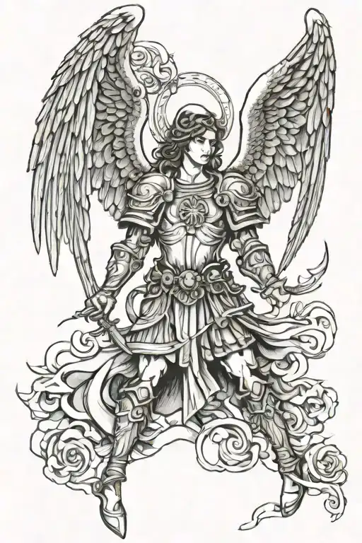 Saint Michael the Archangel tattoo design idea