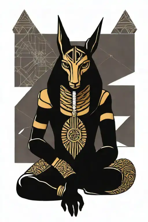 anubis with daruma doll  tattoo design idea