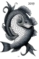 2019 in roman numeral pisces sign tattoo design idea