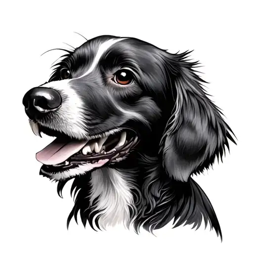 bird and dog tattoo design idea