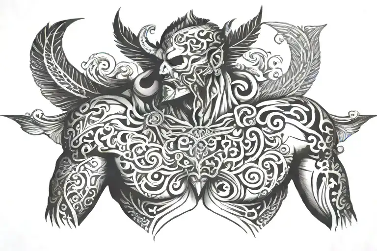 Trapezius tattoo design idea