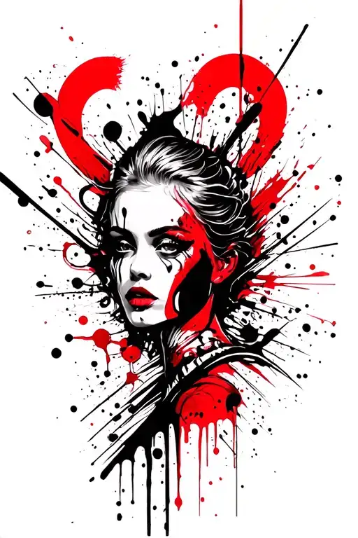 trash polka style tattoo design idea