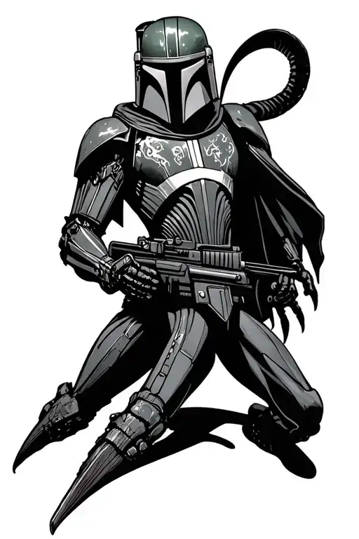 symbiote boba fett tattoo design idea