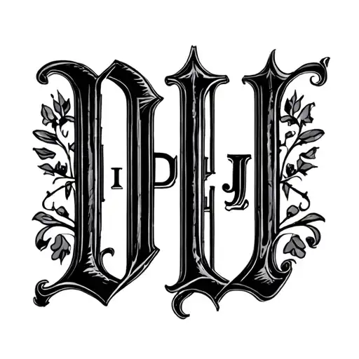 a small couple tattoo with 4 letters D I L J tattoo design idea