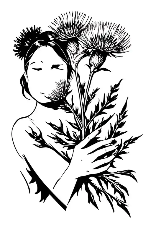 Thistles with Ness holding tattoo design idea