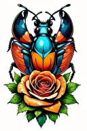 bug and rose intertwined tattoo design idea