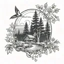 Design a tattoo inspired by intimate moments in nature, such as a sunrise or a quiet forest tattoo design idea